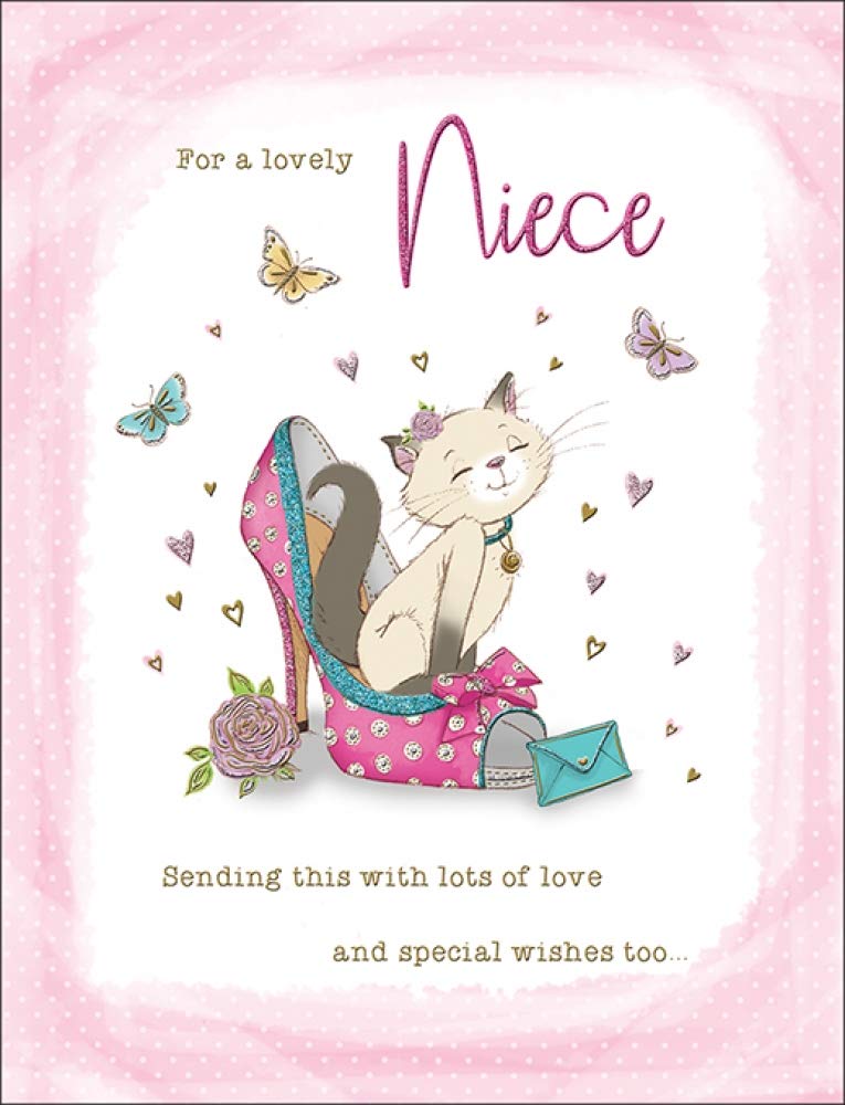 Piccadilly Greetings Niece Birthday Card | Cat In A Shoe Design | 8 x 6 Inches