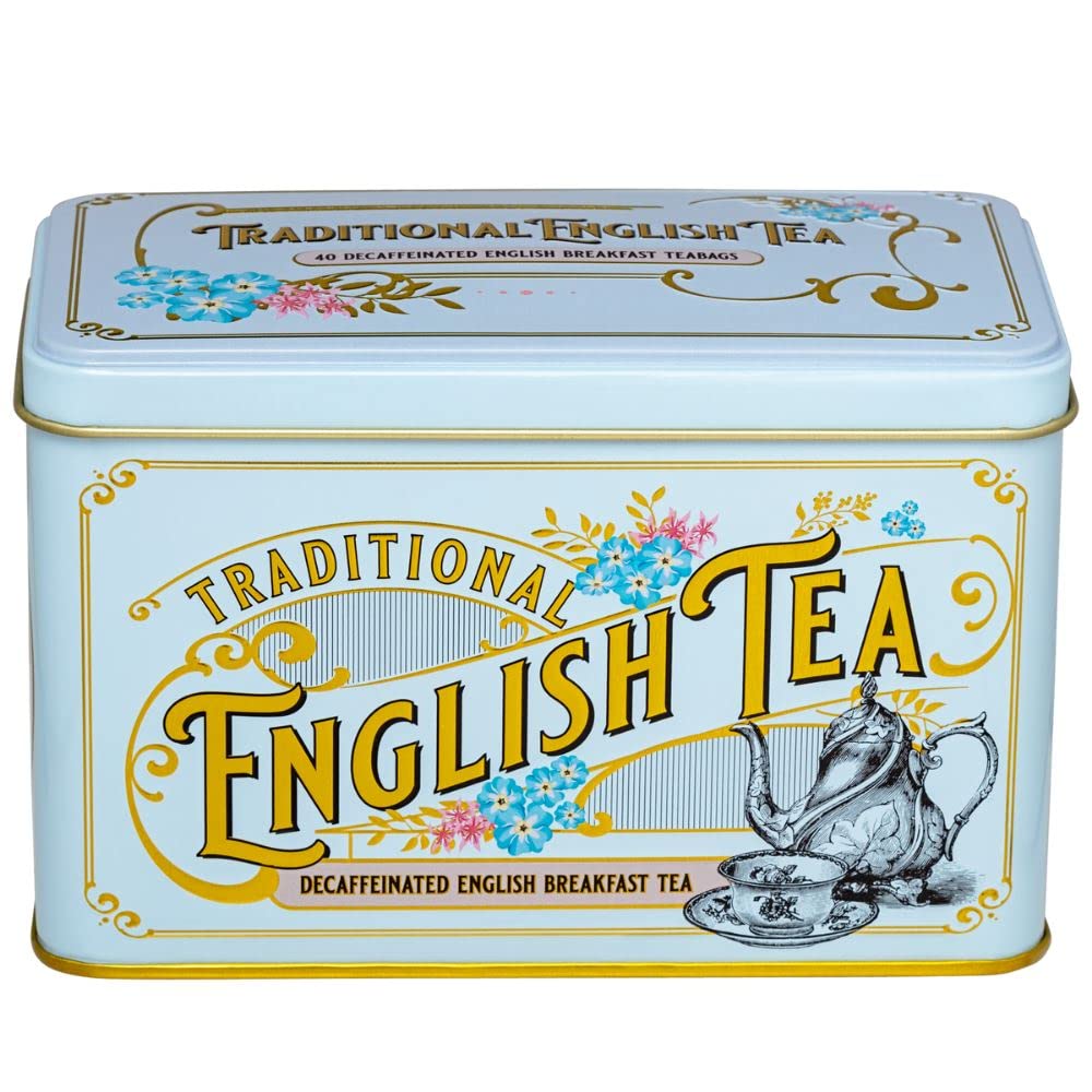 New English Teas Vintage Victorian Decaffeinated English Breakfast Tea Caddy - 40 Foil-Wrapped Teabags 6
