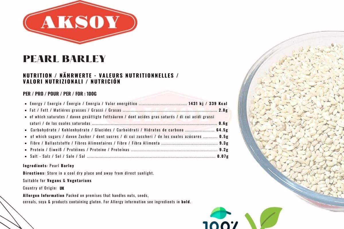 Aksoy Wholefoods Pearl Barley 1.25KG - Whole Grain for Soups, Salads & Pilafs 5