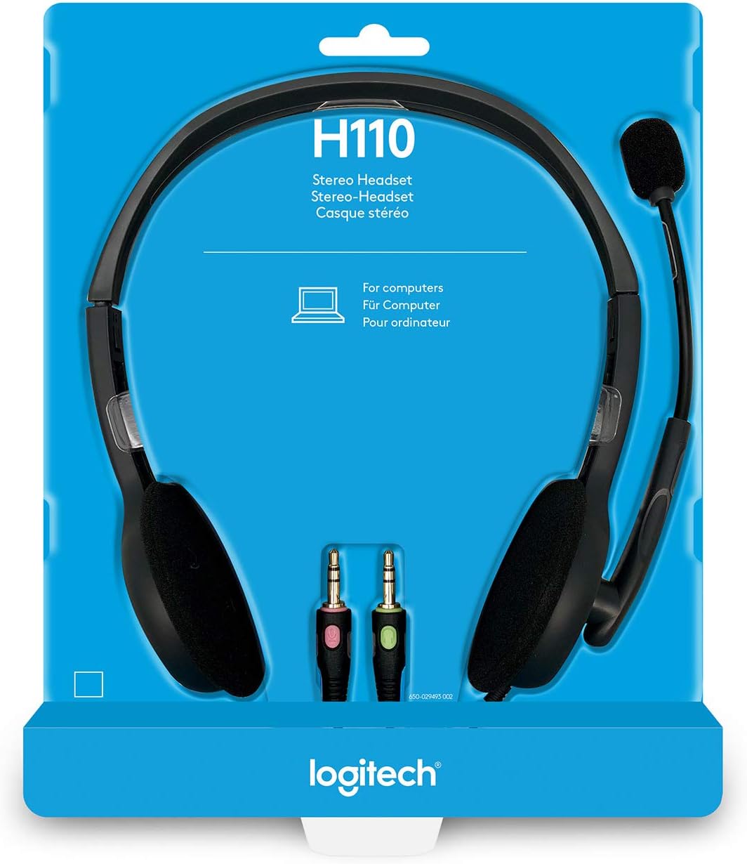Logitech H110 Wired Stereo Headset with Noise-Cancelling Microphone for Gaming, Music, and Calls 4