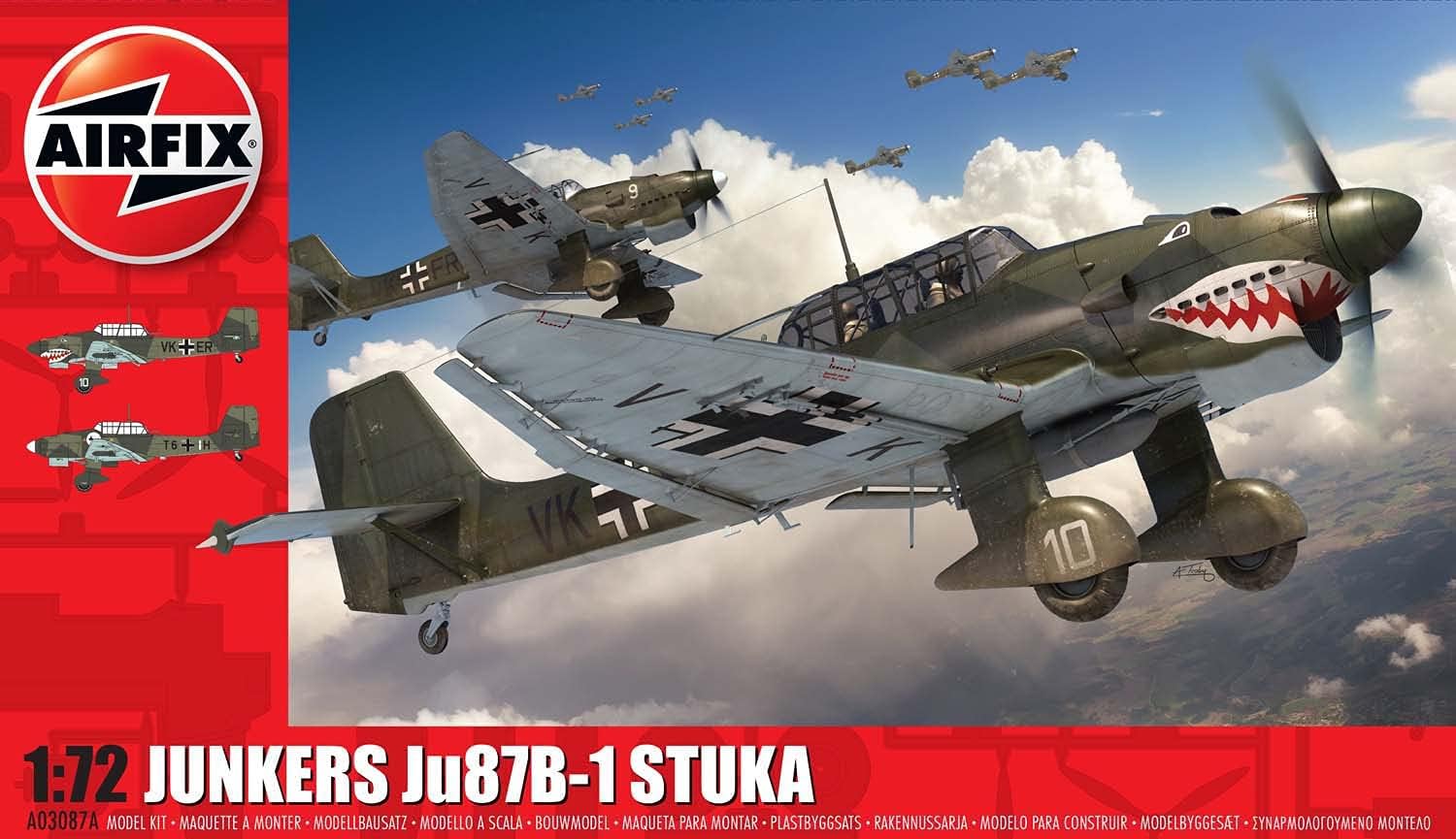 Airfix Junkers Ju87 B-1 Stuka 1:72 Scale Model Kit - 110-Piece Aircraft Building Set for Ages 8+