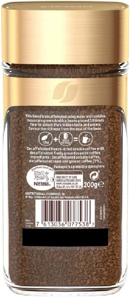 Nescafé Gold Blend Decaf Instant Coffee 200g - Smooth, Rich Aroma, Water-Processed Decaf 5