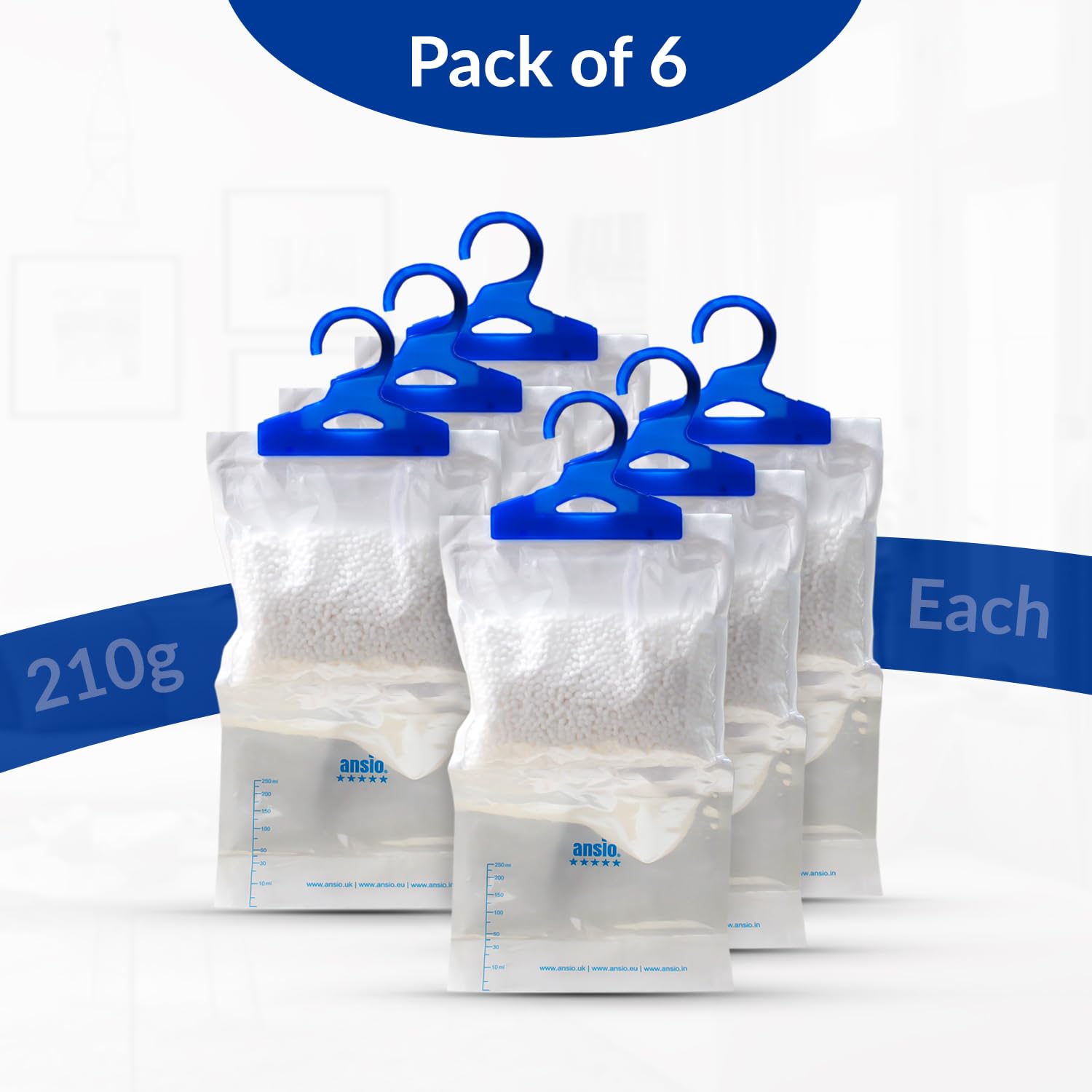 ANSIO Wardrobe Dehumidifier Hanging Bag - Moisture Absorber for Home, Closet, Caravan, Boat 3