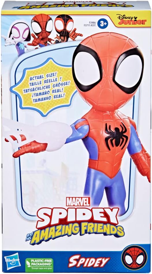 Hasbro Marvel Spidey and His Amazing Friends Supersized Spidey Action Figure - 9 Inch Poseable Toy with Web Accessory 6