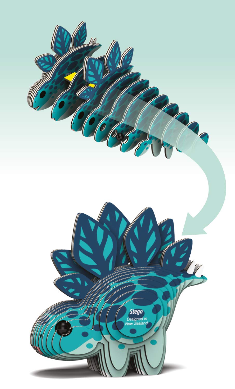 Brainstorm TOYS EUGY D5001 Stego Dinosaur 3D Model Craft Kit | 10 Pieces | Eco-Friendly Cardboard 4