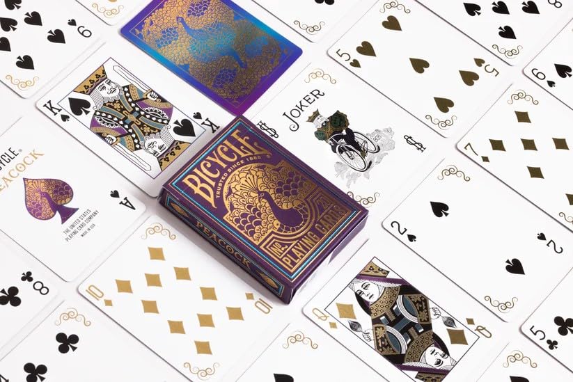 Bicycle Peacock Purple Playing Cards - Air Cushion Finish | Cold-Foil Accents | 1 Deck