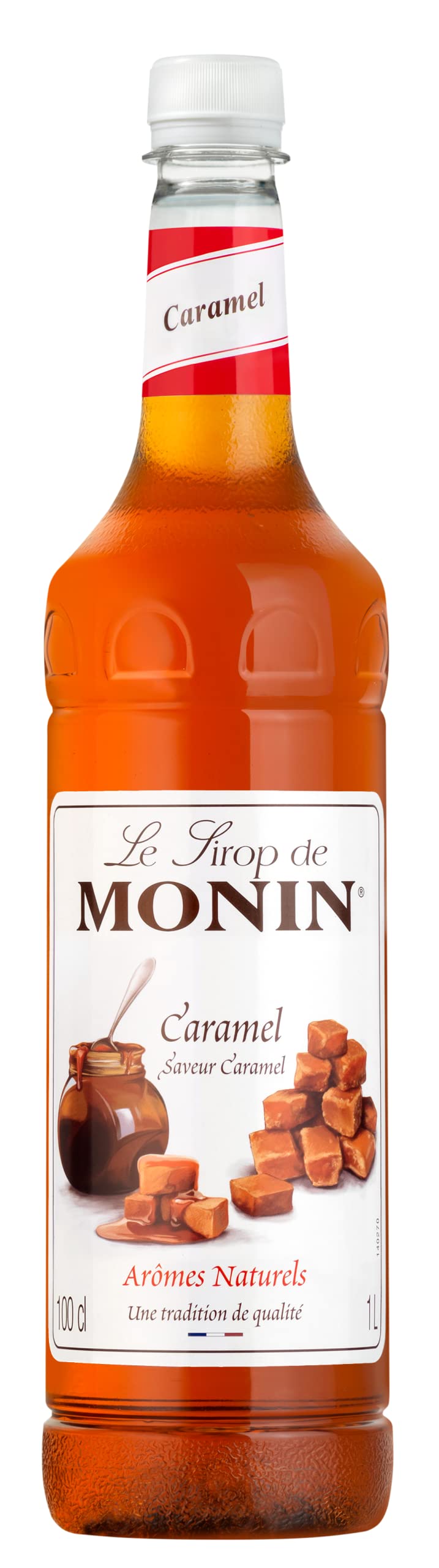 MONIN Premium Caramel Syrup 1L - Vegan, Allergen-Free, Natural Flavouring for Coffee, Cocktails & Desserts