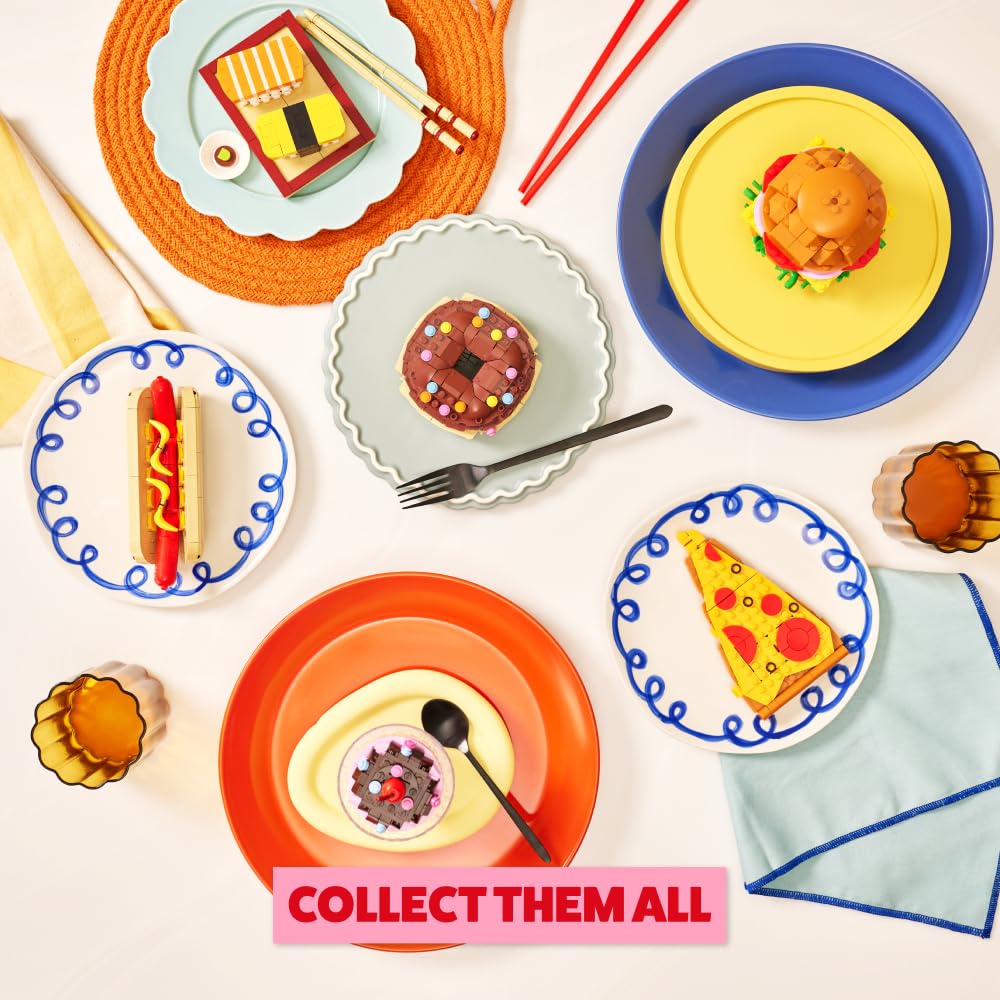 MAX Premium Snacks Building Bricks - Hamburger Collectible Toy Set for Ages 3+ 5