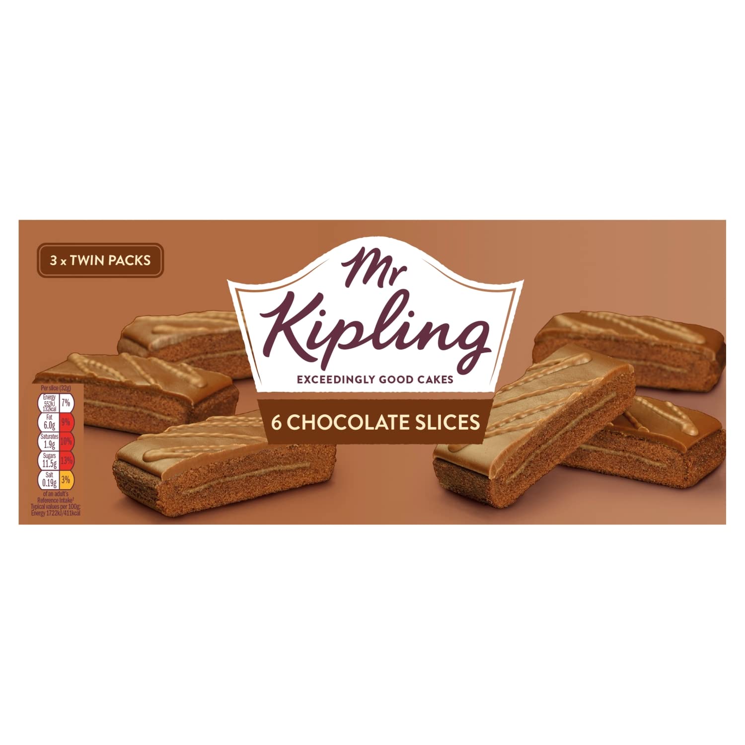 Mr Kipling 6 Chocolate Slices - Individually Wrapped Cake Treats