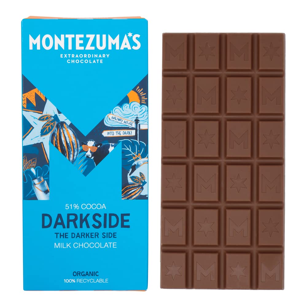 Montezuma - Darkside 51% Cocoa Dark Milk Chocolate Bar, Organic & Gluten-Free
