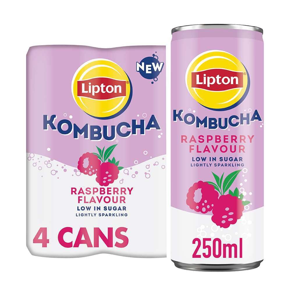 Lipton Kombucha Raspberry Flavour, 250ml (Pack of 4)