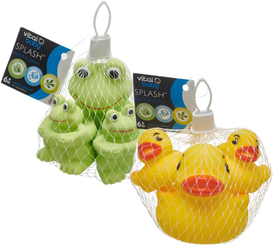 Vital Baby Splash Bath Squirters - 3 Duck & 3 Frog Bath Toys for Imaginative Play 5