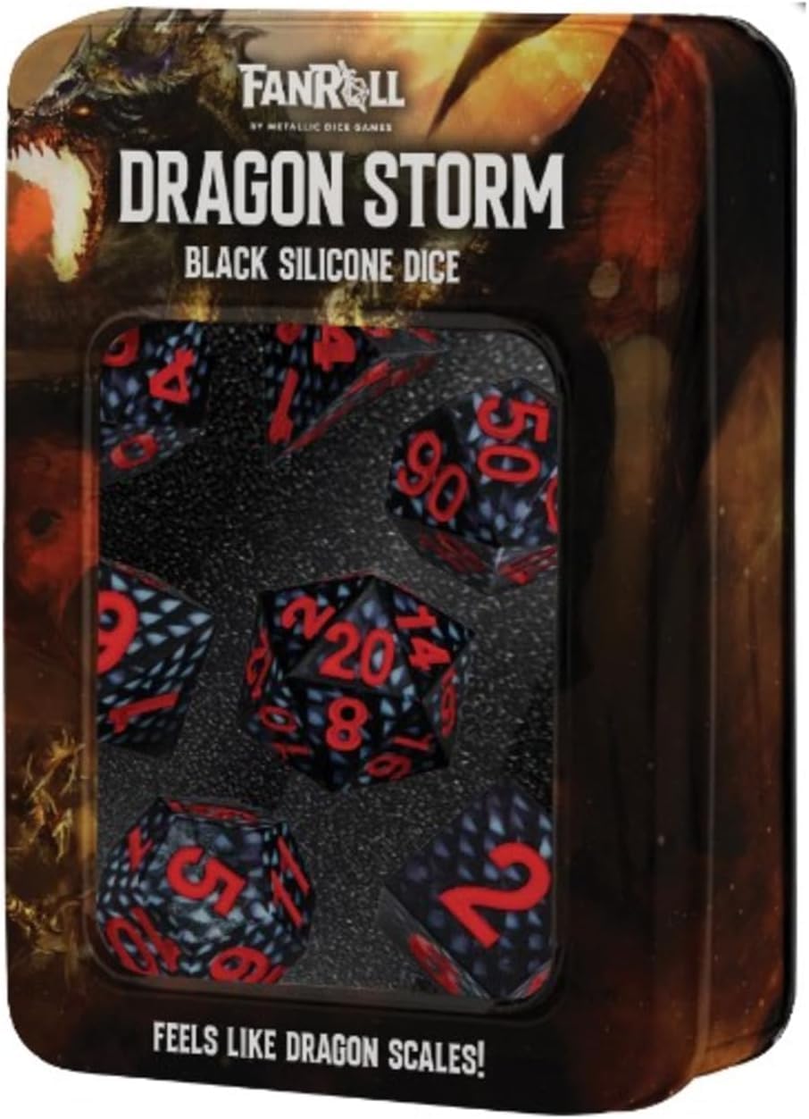 Metallic Dice Games Dragon Storm Black Dragon Scales Liquid Core Dice Set