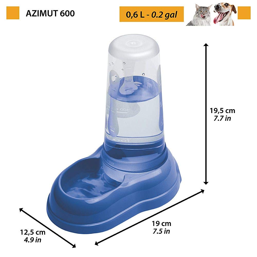 Ferplast Azimut 600 Automatic Pet Feeder/Water Dispenser - 0.6L Capacity | Blue Plastic