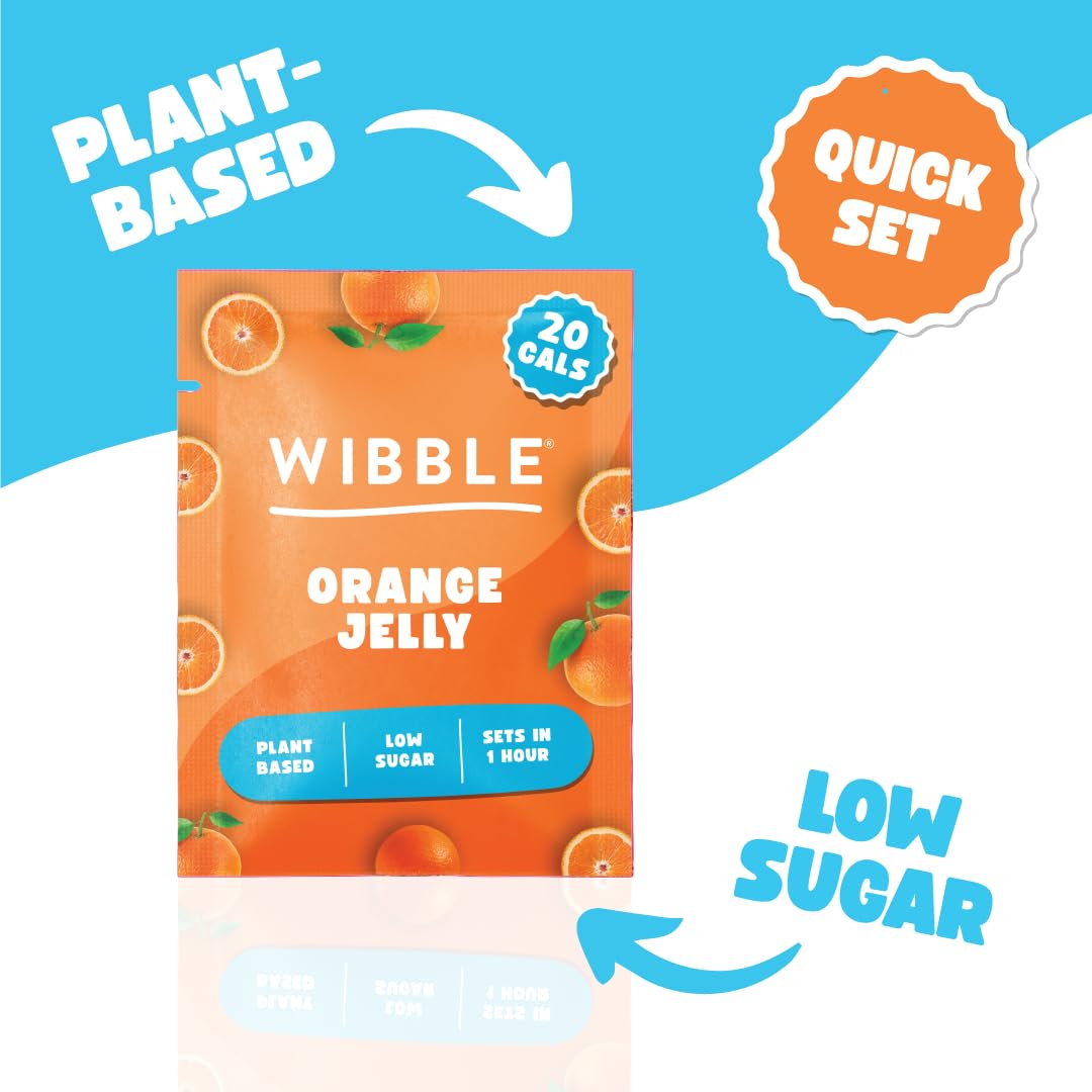 Wibble Orange Jelly Crystals, Plant-Based, Low Sugar, Quick-Set Vegan Jelly Powder, 12 Pack (6 Multipacks), 20 Calories per Serving 4