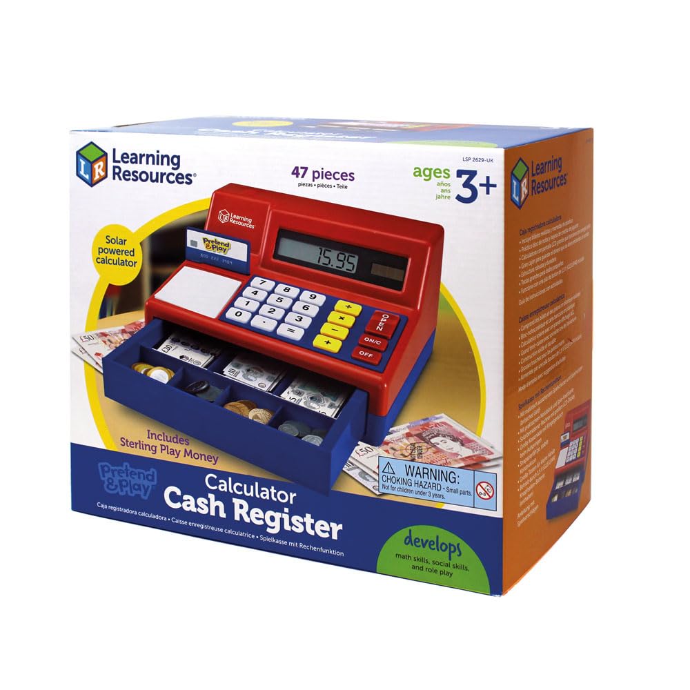 Learning Resources Pretend & Play Calculator Cash Register - Educational Toy for Kids 3+ 5