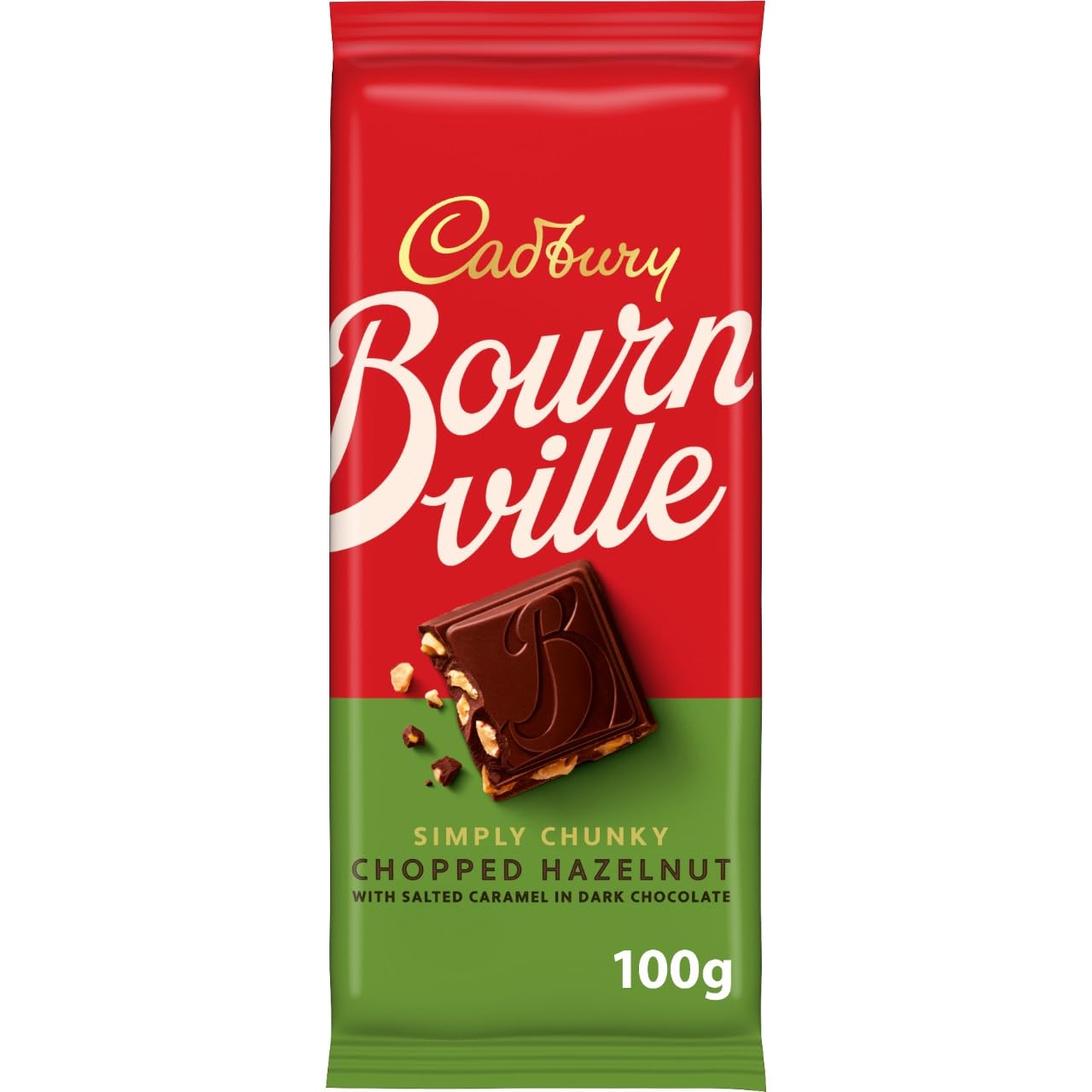 Cadbury Bournville Simply Chunky Chopped Hazelnut with Salted Caramel Chocolate Bar