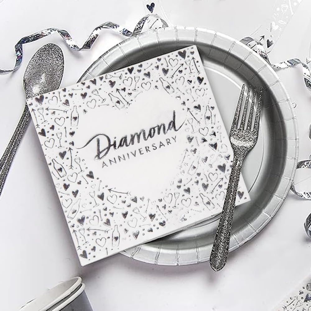 Creative Party Diamond Anniversary 3-Ply Foil Stamped Luncheon Napkin 4