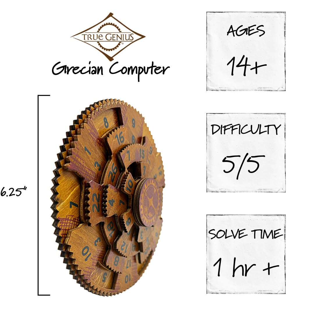 True Genius Grecian Computer Brain Teaser Puzzle - Wood Logic Game for Teens & Adults 7