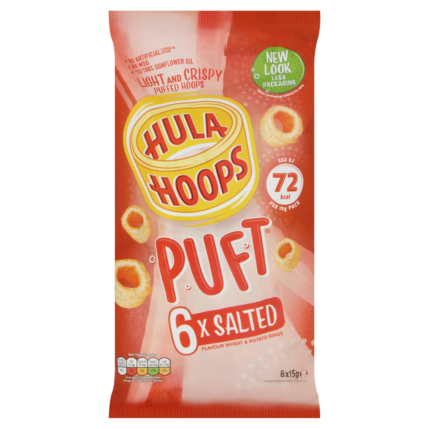 Hula Hoops Puft Salted Multipack - 6 x 15g Bags