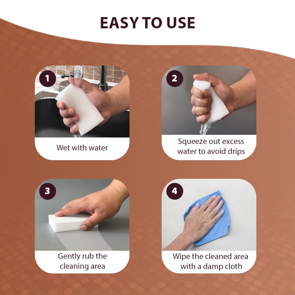 FABRIO Cleaning Eraser Sponges - Pack of 10 (3 Denser) - Melamine Foam for Kitchen, Bathroom & Home 8