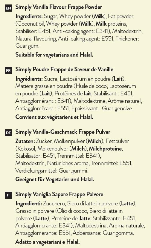 Simply - Vanilla Frappe Powder, Nut Free & Gluten Free Iced Beverage Mix 7