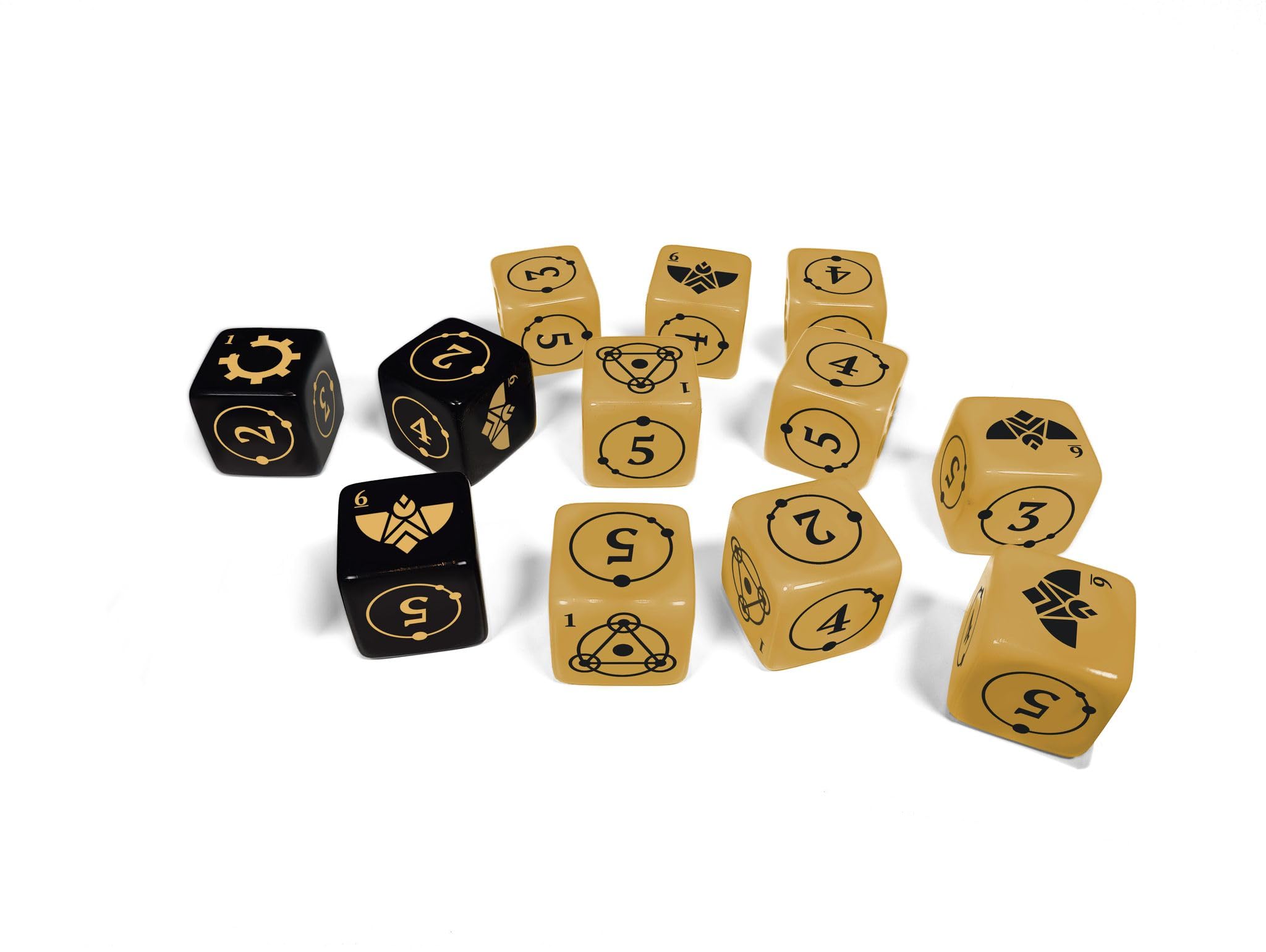Free League Coriolis: The Great Dark Dice Set - 12 Custom Engraved Dice | Plastic