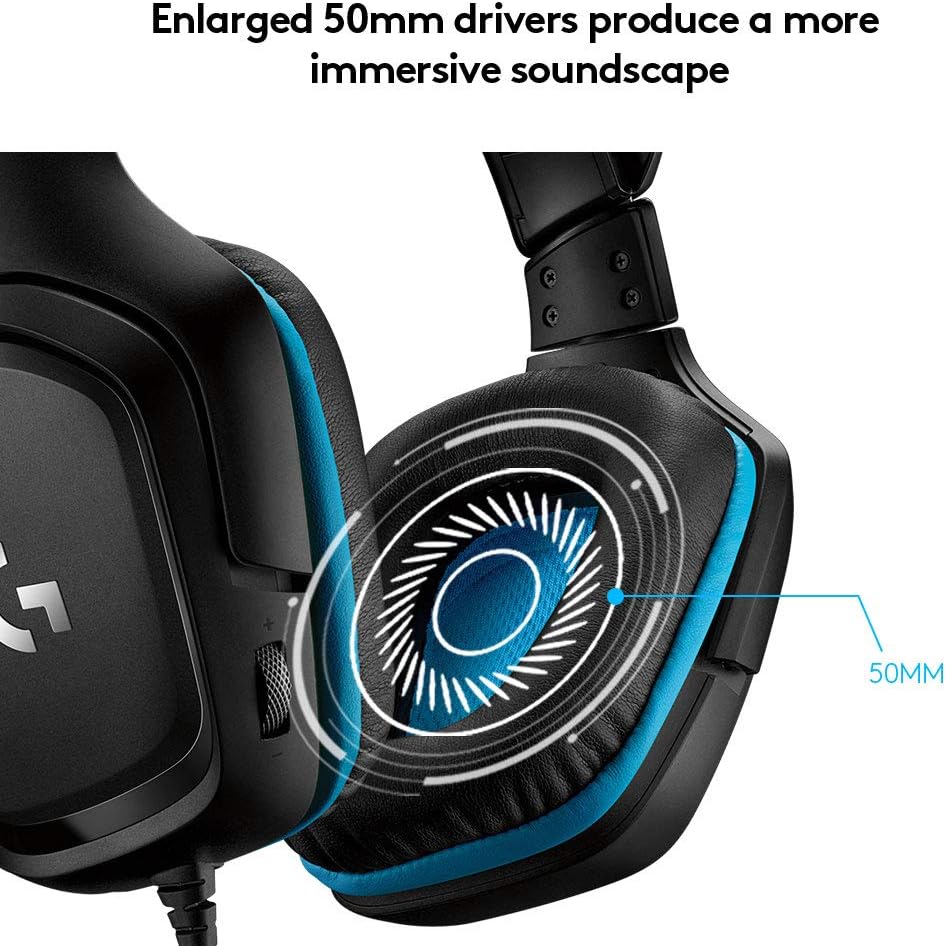 Logitech G432 Wired Gaming Headset with 7.1 Surround Sound, DTS Headphone:X 2.0, 50mm Drivers 7
