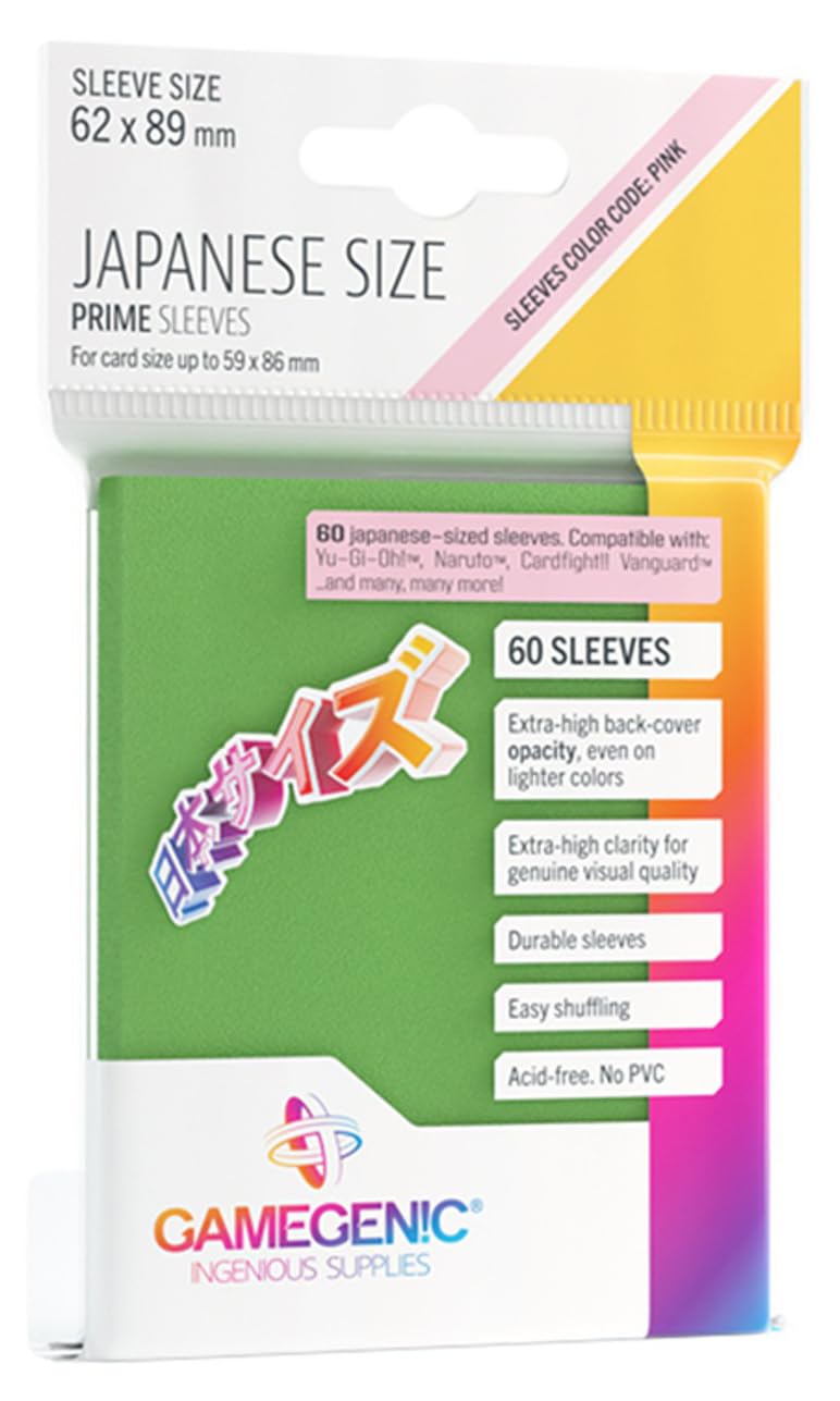 Gamegenic Prime Japanese Sized Sleeves Green - Multi-Language Compatible (63x88 mm)