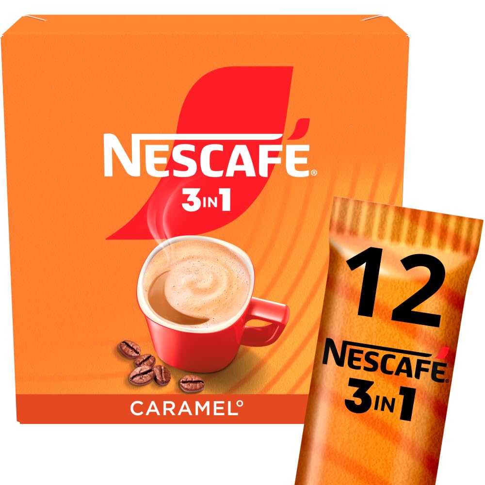 NESCAFÉ 3 in 1 Caramel Instant Coffee (1 Pack of 12 Drinks)