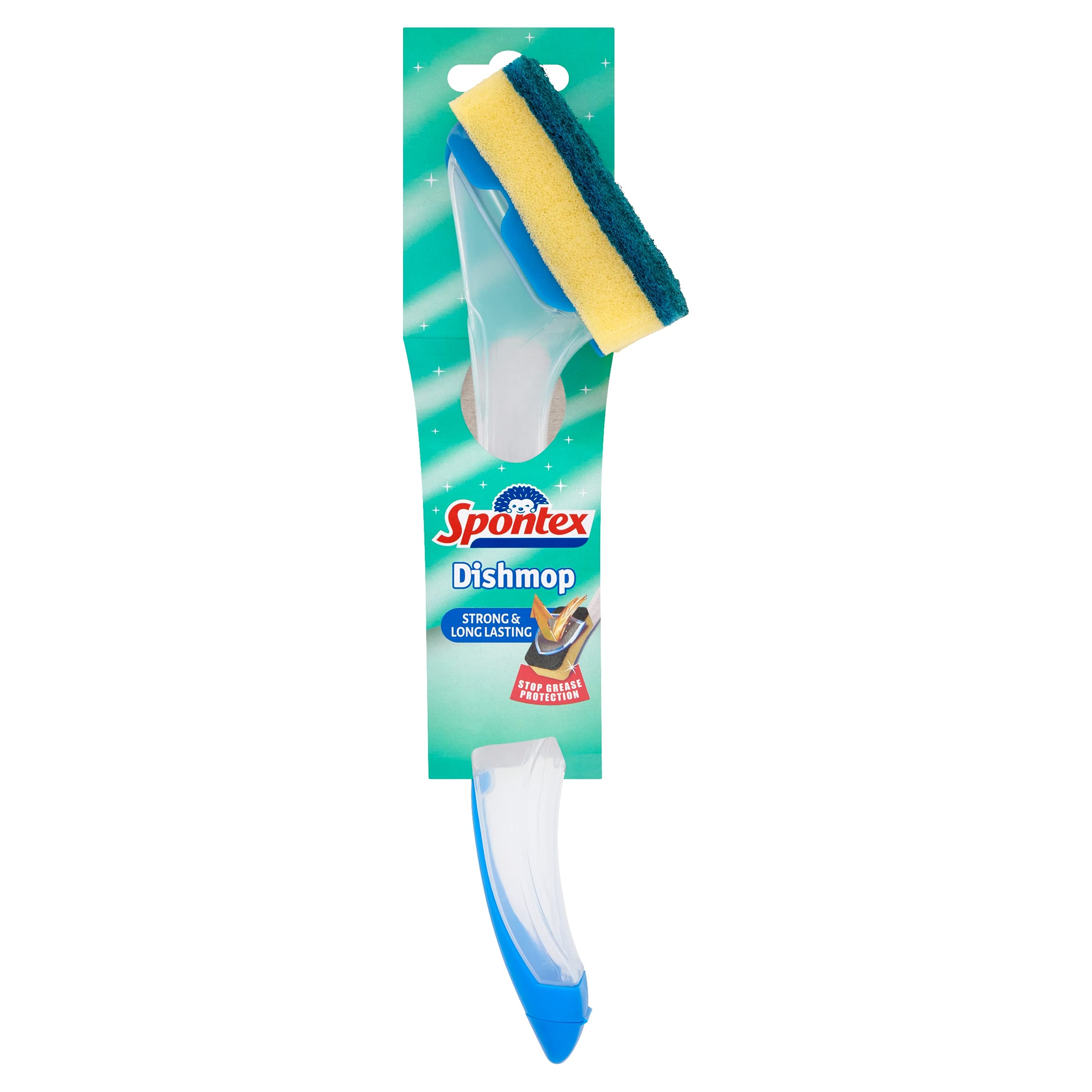 Spontex Refillable Dishmop Washing Up Brush for Dishes | Anti-Grease | Blue