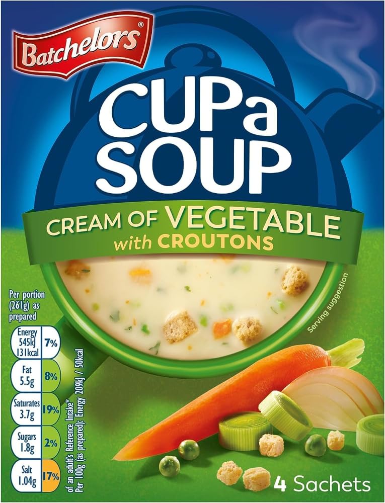 Batchelors - Cup a Soup Cream of Vegetable with Croutons Instant Soup Sachets 4