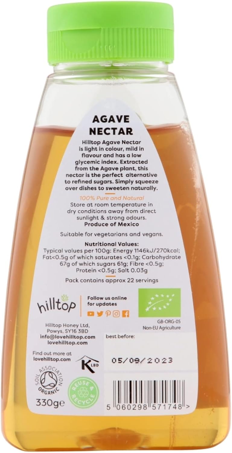 Hilltop Honey - Organic Agave Nectar Squeezy Bottle 330g 4