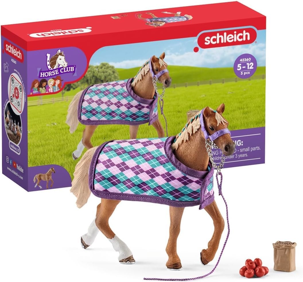 Schleich HORSE CLUB English Thoroughbred Horse Toy Set 42360 | 5-Piece Collectable Figurine Set 1
