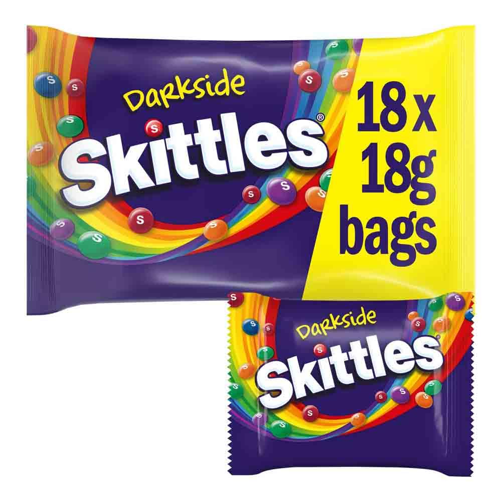 Skittles Darkside Fruity Chewy Sweets Party Pack - 18 Individually Wrapped Packs, 324g