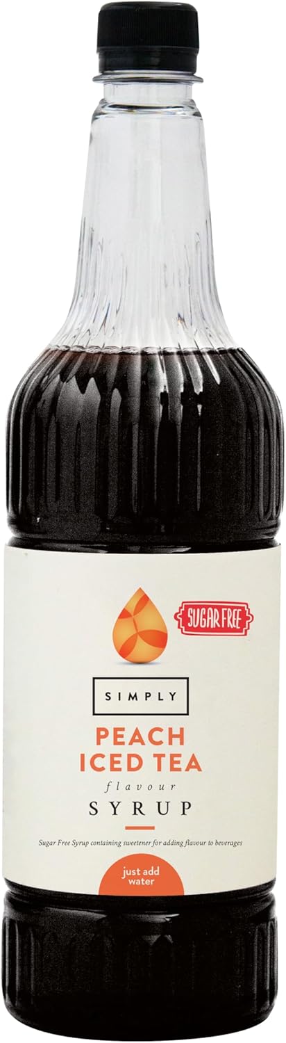 Simply Sugar Free Peach Iced Tea Syrup - Vegan, Gluten Free & Halal Certified Beverage Concentrate