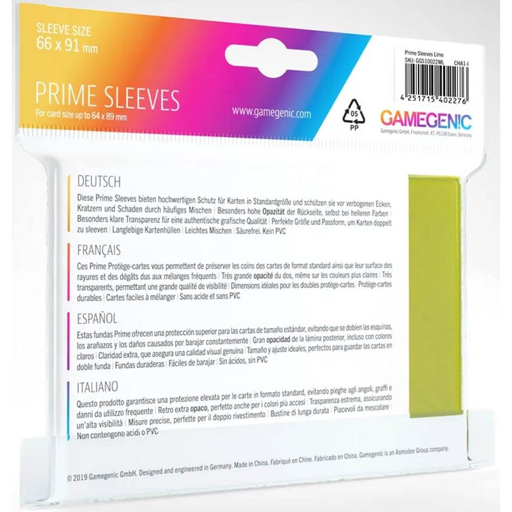 Gamegenic Prime Sleeves (100-Pack) Lime – TCG Card Protection for Magic: The Gathering, Pokémon, Yu-Gi-Oh! 3