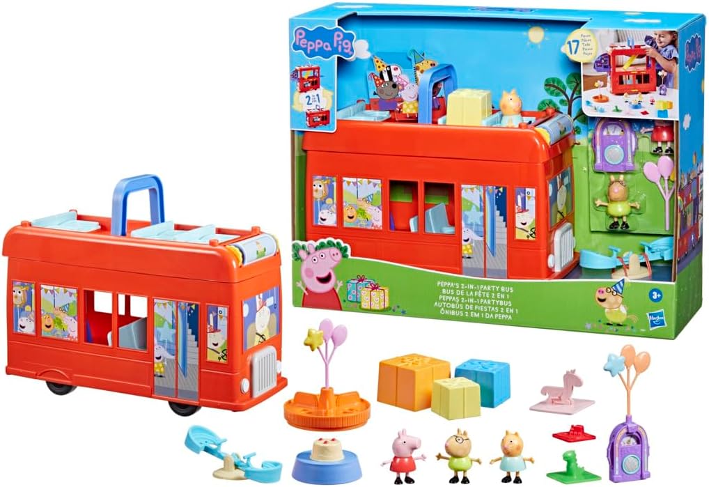 Peppa Pig Peppa’s 2-in-1 Party Bus Playset - 3-Floor Interactive Playset for Ages 3+ 8