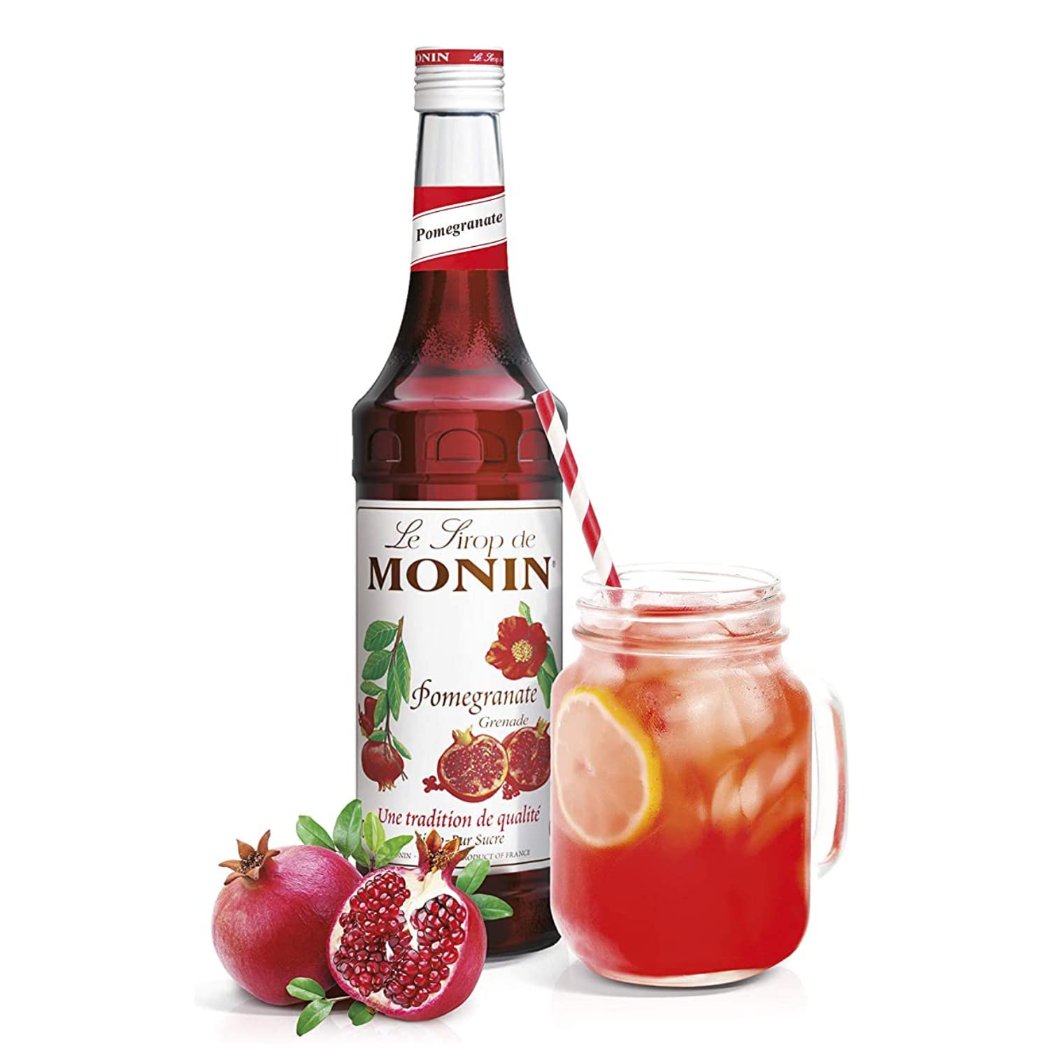 Monin Premium Pomegranate Syrup - Rich Red Fruit Flavor | 700ml Glass Bottle | Vegan Friendly 2