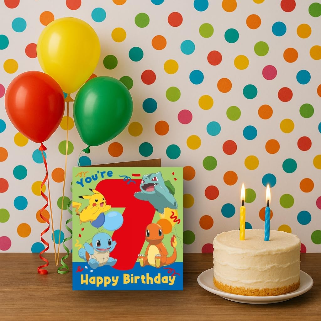 Danilo Promotions LTD Pokémon Birthday Card - Age 7 | Multi Color | Standard Size