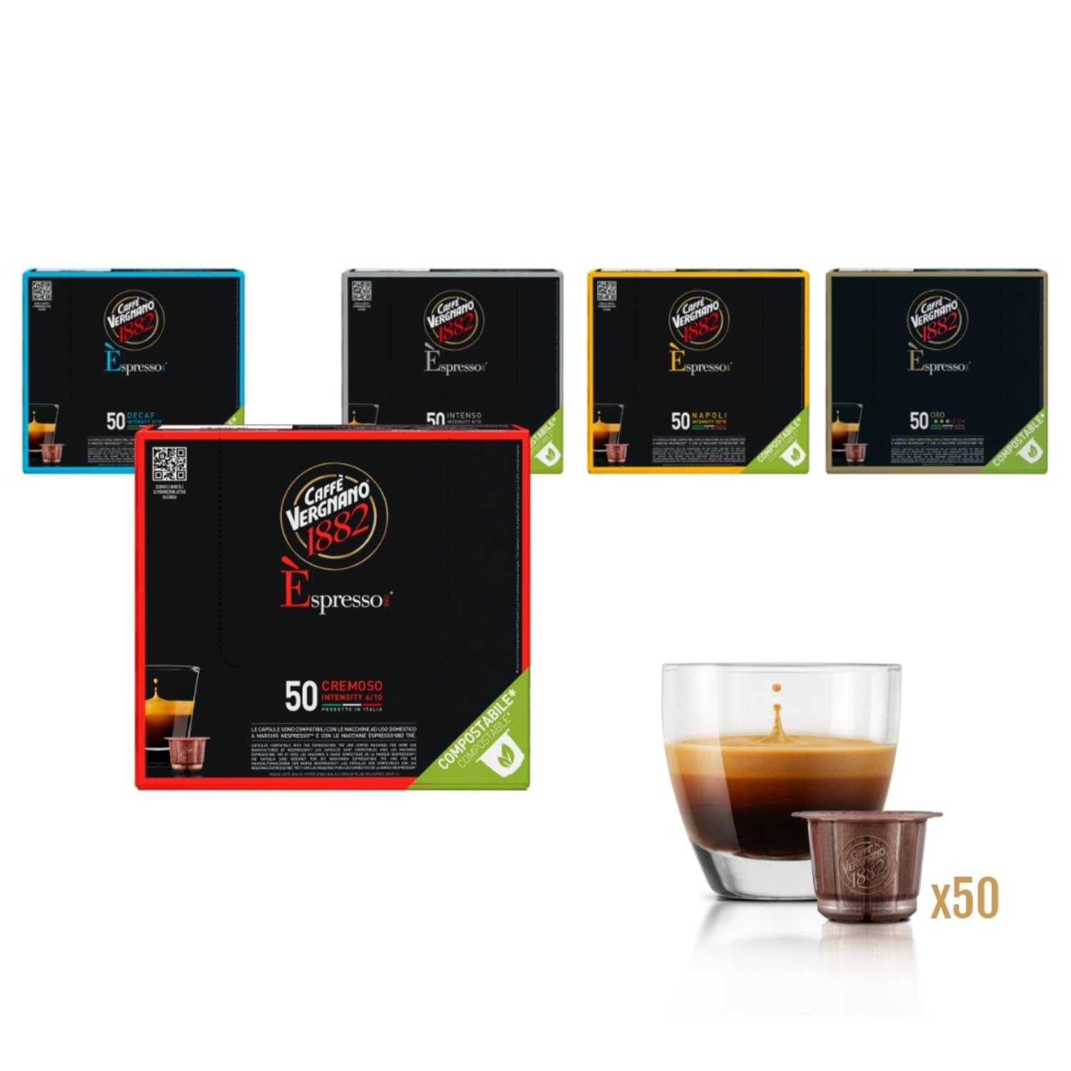 Caffè Vergnano 1882 Èspresso - Compostable Coffee Capsules for Nespresso® and Èspresso1882 TRÈ Machines (50 Capsules) 4