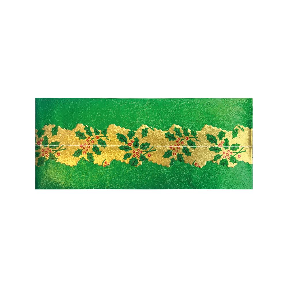Anniversary House Traditional Christmas Cake Frill - Green Foil, 86cm Pre-Cut Decorative Trim 8