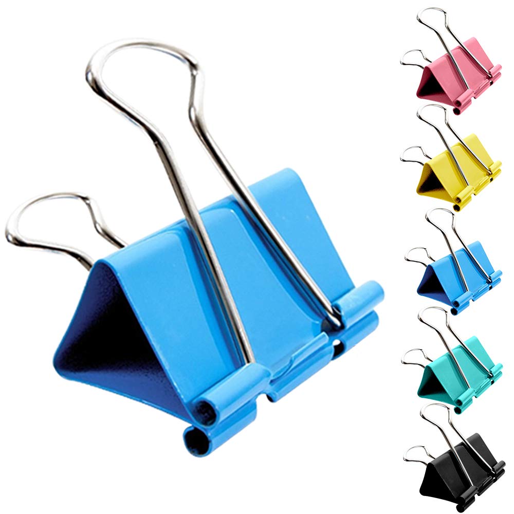 NORTHERN BROTHERS Large Metal Foldback Binder Clips - Assorted Colors, 41mm & 51mm Sizes, 30 Pack 1