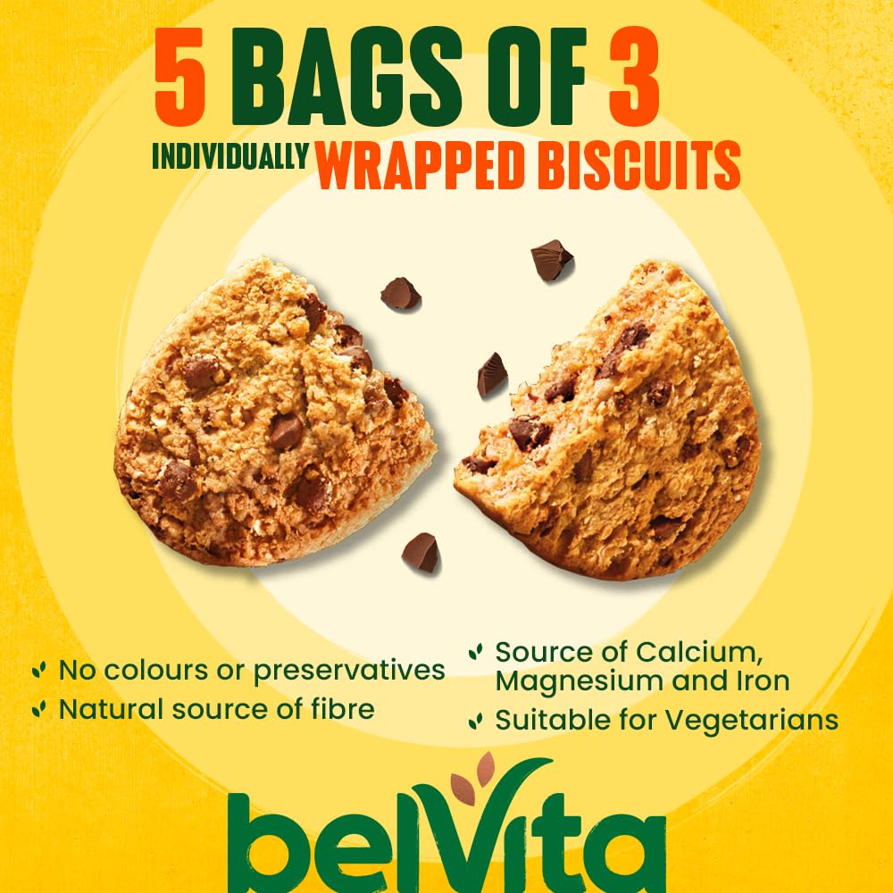 Belvita Breakfast Biscuits Honey and Nuts, 50g - Crunchy Wholegrain Biscuits with Honey, Nuts & Chocolate Chips 3