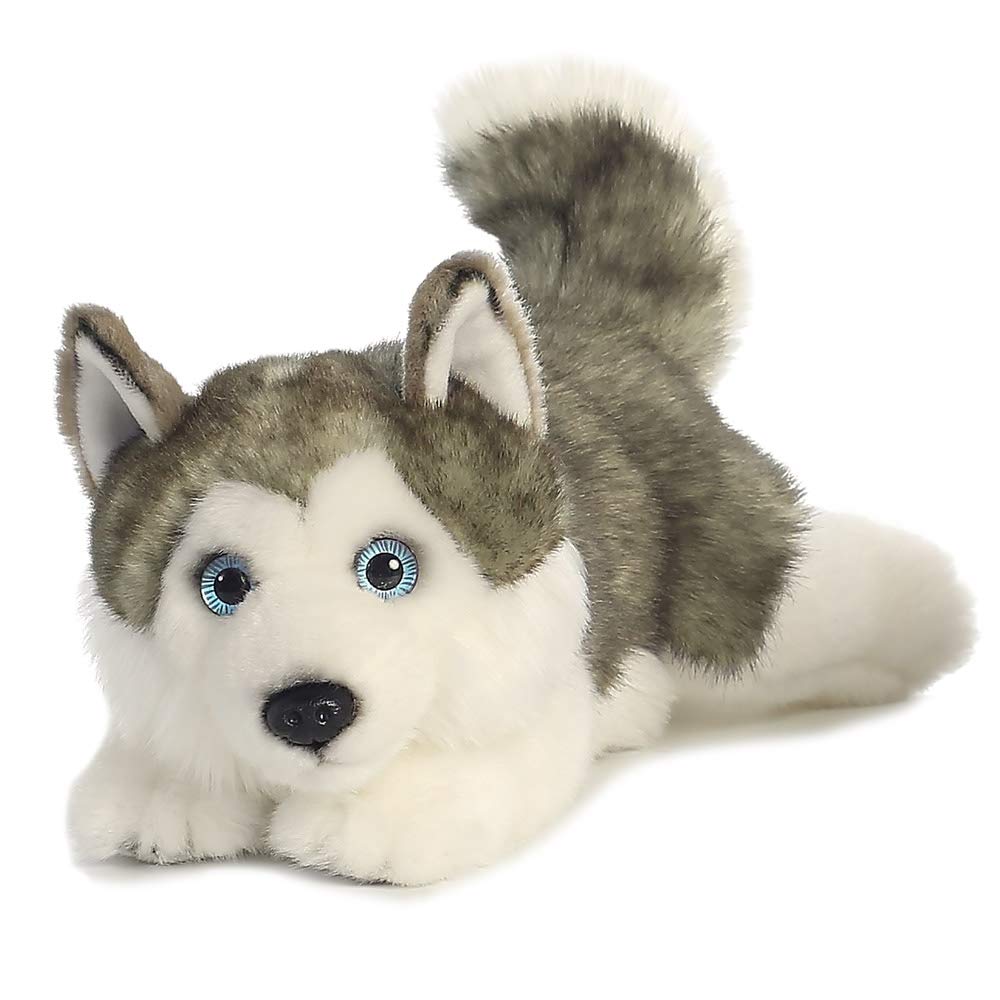 AURORA MiYoni Husky Lying Stuffed Toy | 11 Inches | Grey | Suitable from Birth