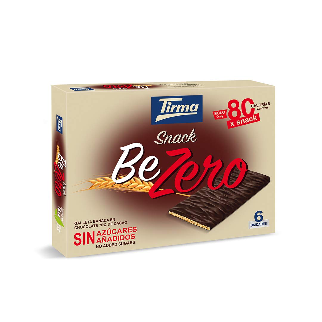 Tirma BeZero Dark Chocolate Dipped Light Biscuits | No Added Sugars, 80 kcal Each | 6 Individually Wrapped Snacks