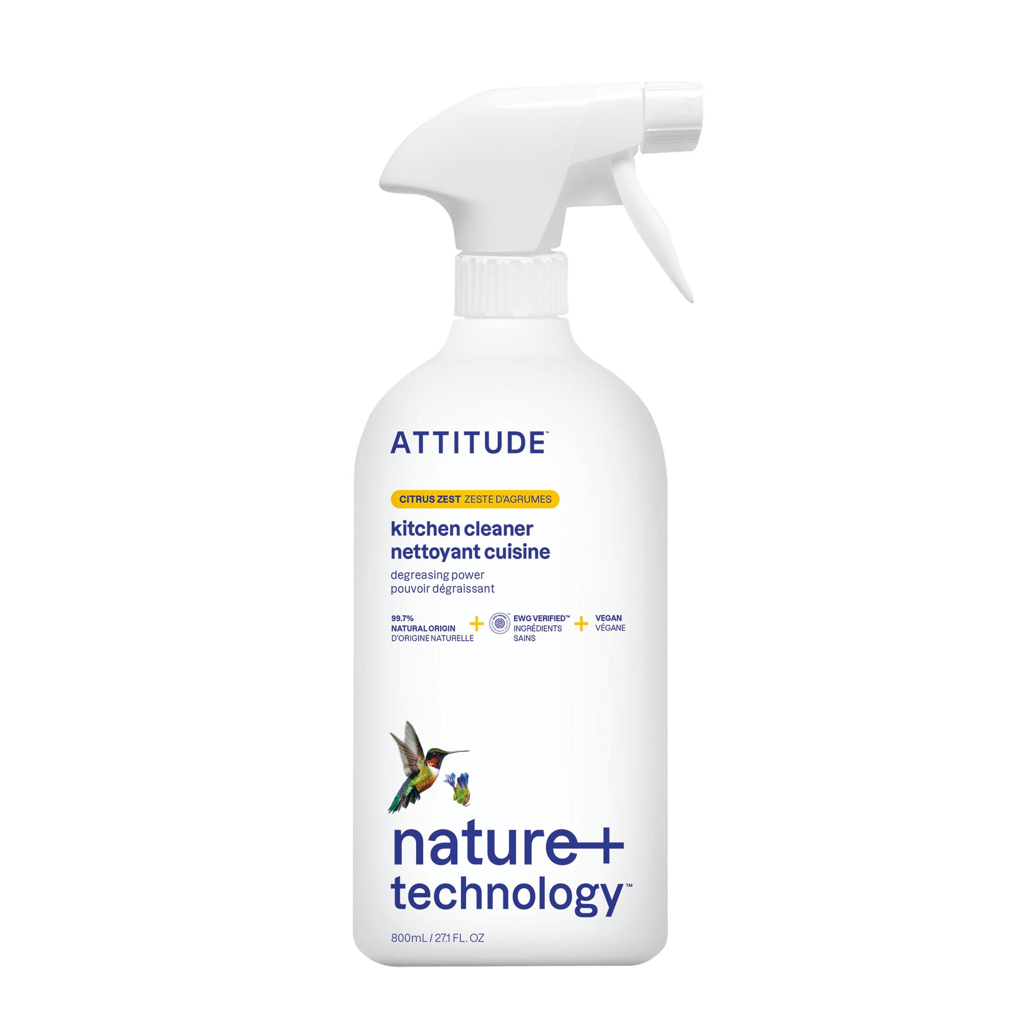 ATTITUDE Kitchen Cleaner Spray - Powerful Degreaser, EWG Verified, Citrus Zest Scent | 800 ml 1