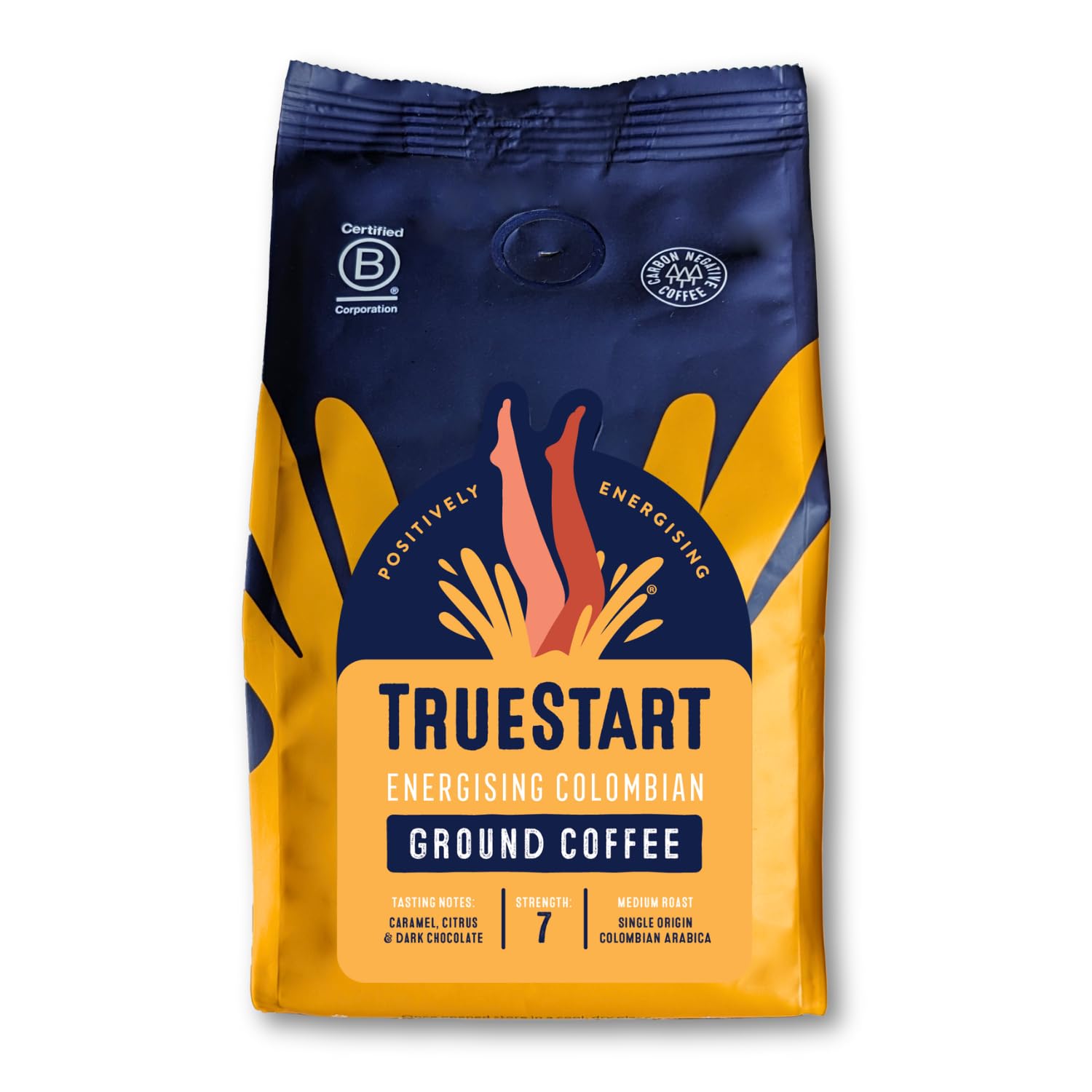 TRUESTART Energising Colombian Ground Coffee - Medium Roast, Mycotoxin-Free, 200g 1