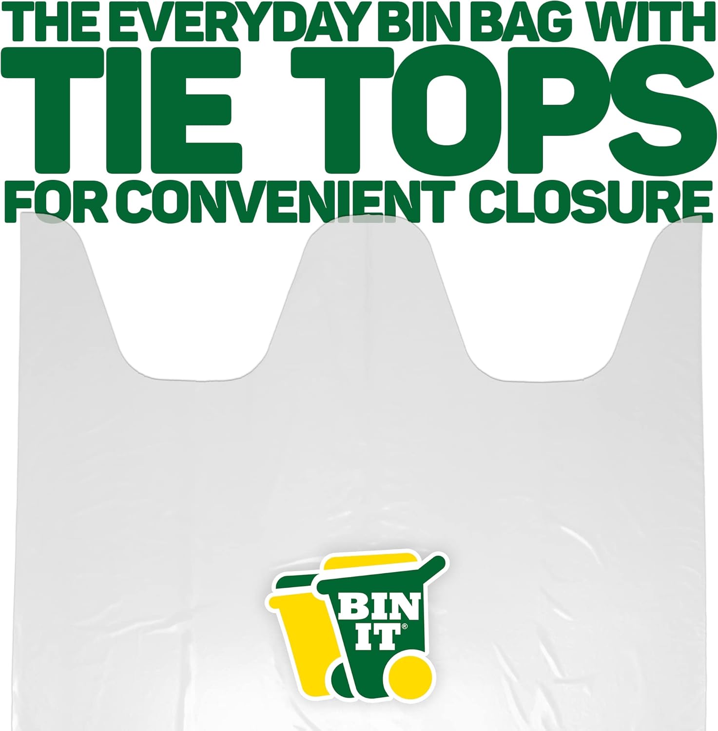 BIN IT Clear Large 70L Strong & Secure Tie Top Recycling Sacks - 100% Recycled LDPE