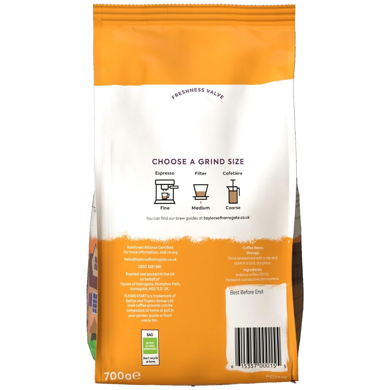 Taylors of Harrogate Flying Start Coffee Beans, 700g - Dark Roast Arabica Blend